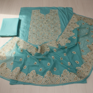 embroidered unstitched suit with dupatta
